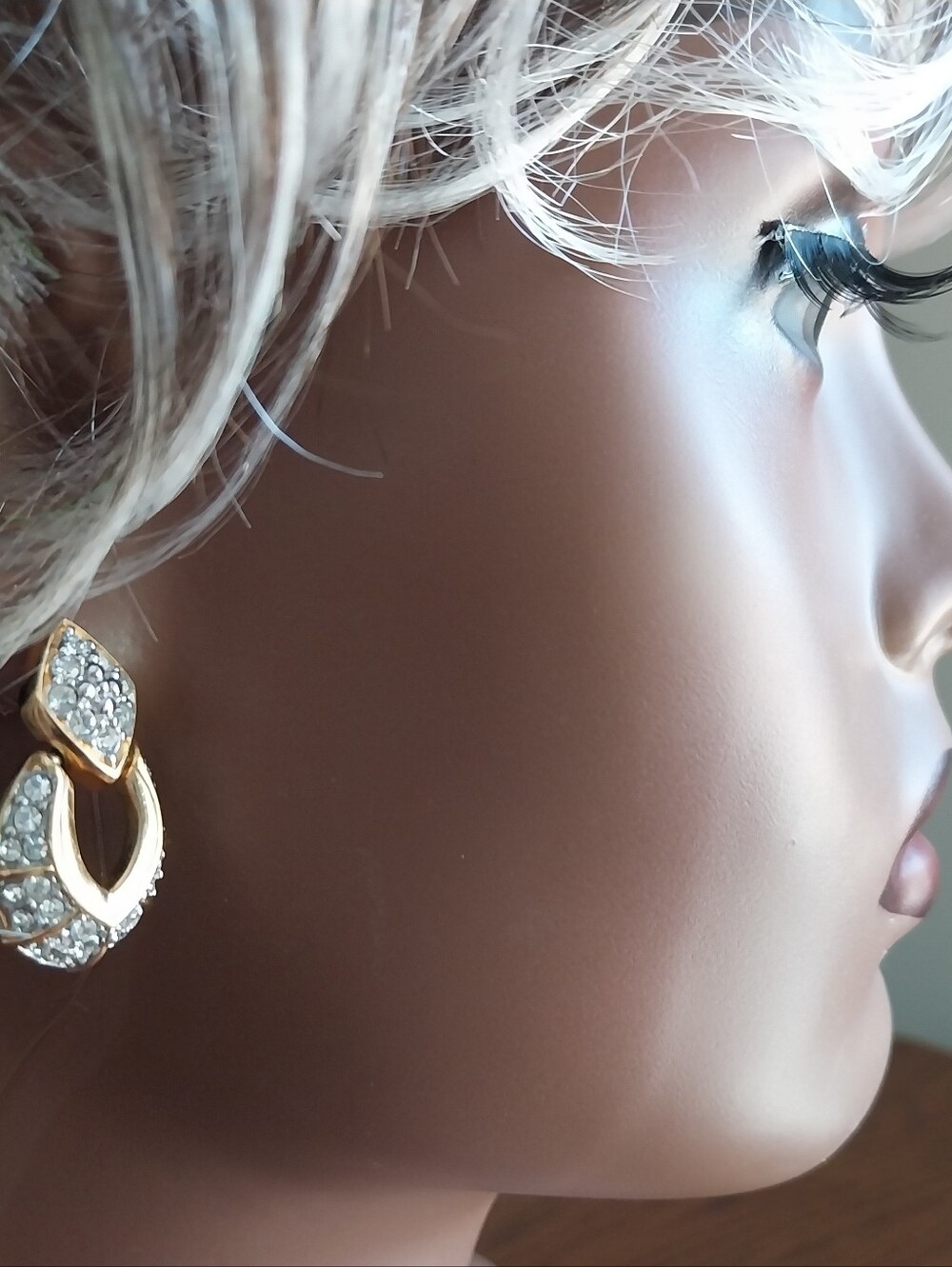 Swarovski Gold-Tone Clear Crystal Drop Earrings - Picture 12 of 12